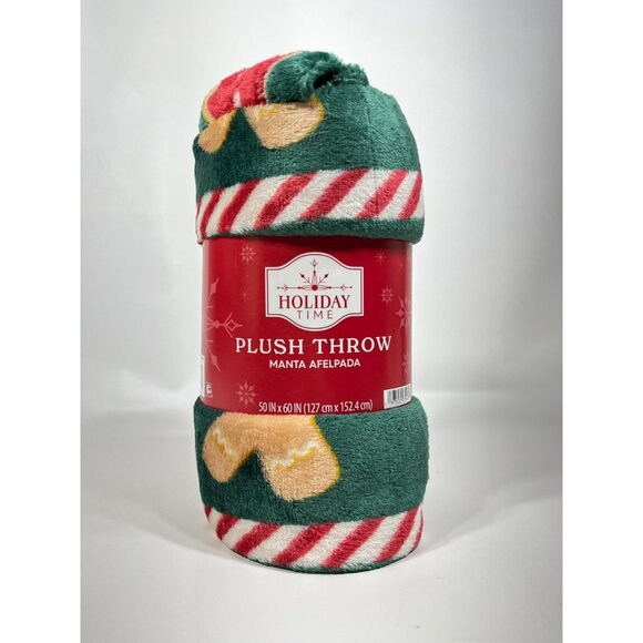 Holiday Time Gingerbread Velvet Christmas Plush Throw Blanket 50" x 60" - Picture 3 of 9